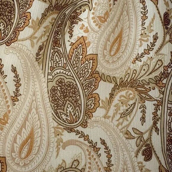 Joie PAISLEY PRINTED RETRO BLOUSE Linen IN BROWN Cream SZ L #1955 - Picture 8 of 11